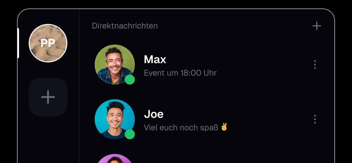 Direktnachrichten und Freunde